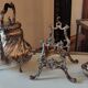 Ancient samovar tea fountain in silver metal