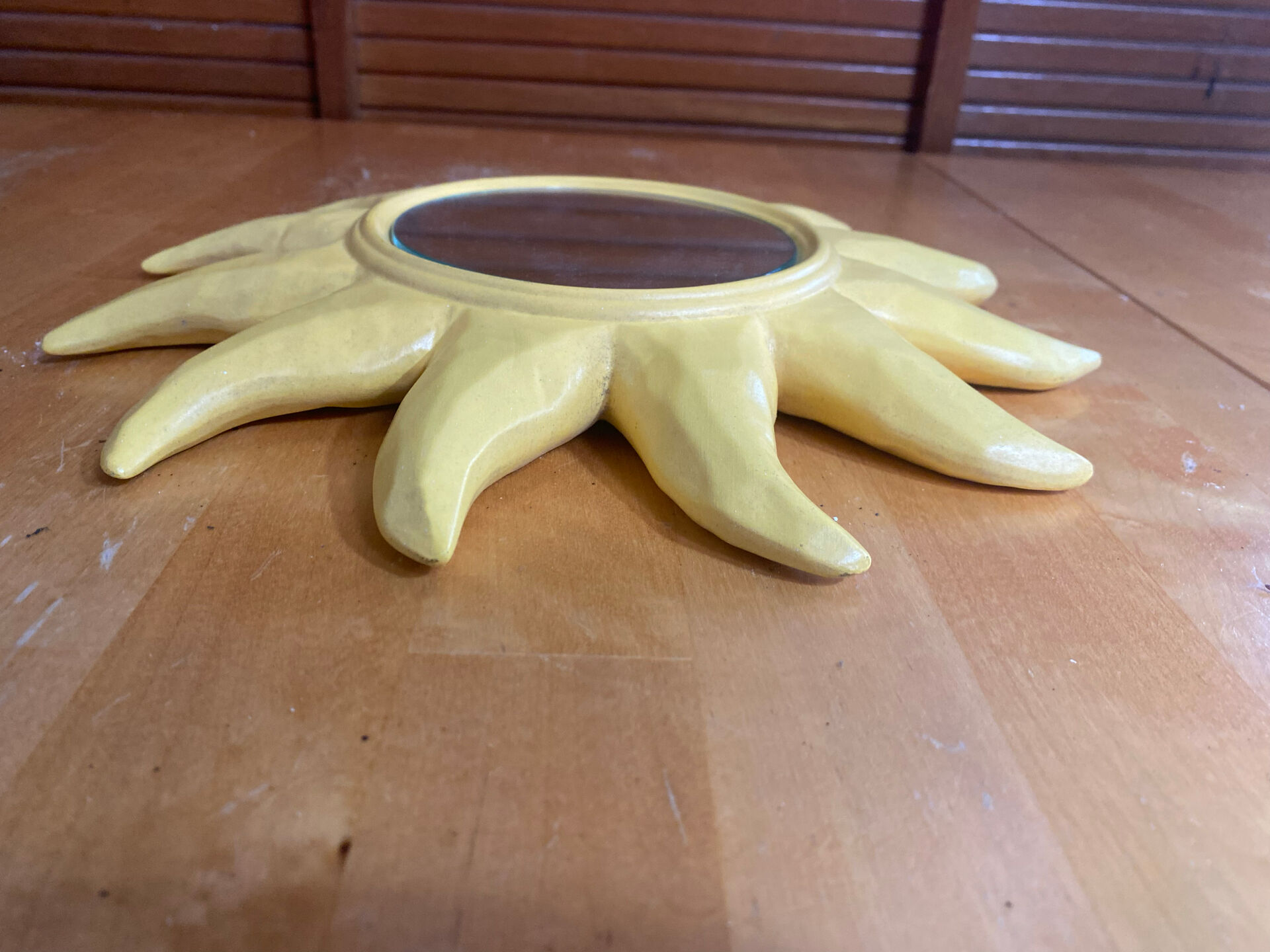 Vintage Yellow Ceramic Sun Mirror D. DINIS #E067