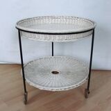 Rattan table on wheels, 1960s.