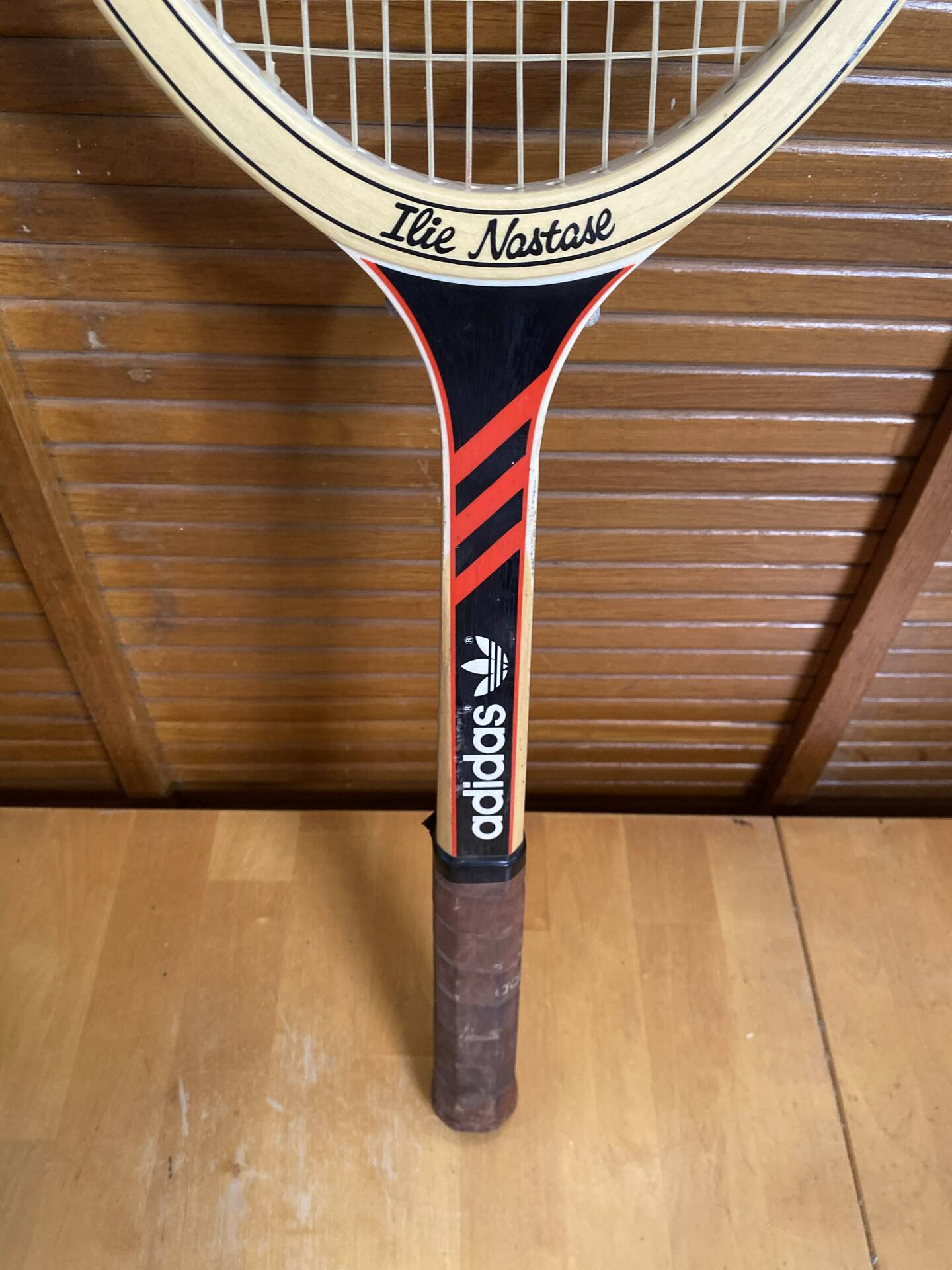 Vintage ADIDAS Ilie Nastase Wooden Tennis Racket #E245