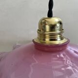 Suspension rose en verre ancienne