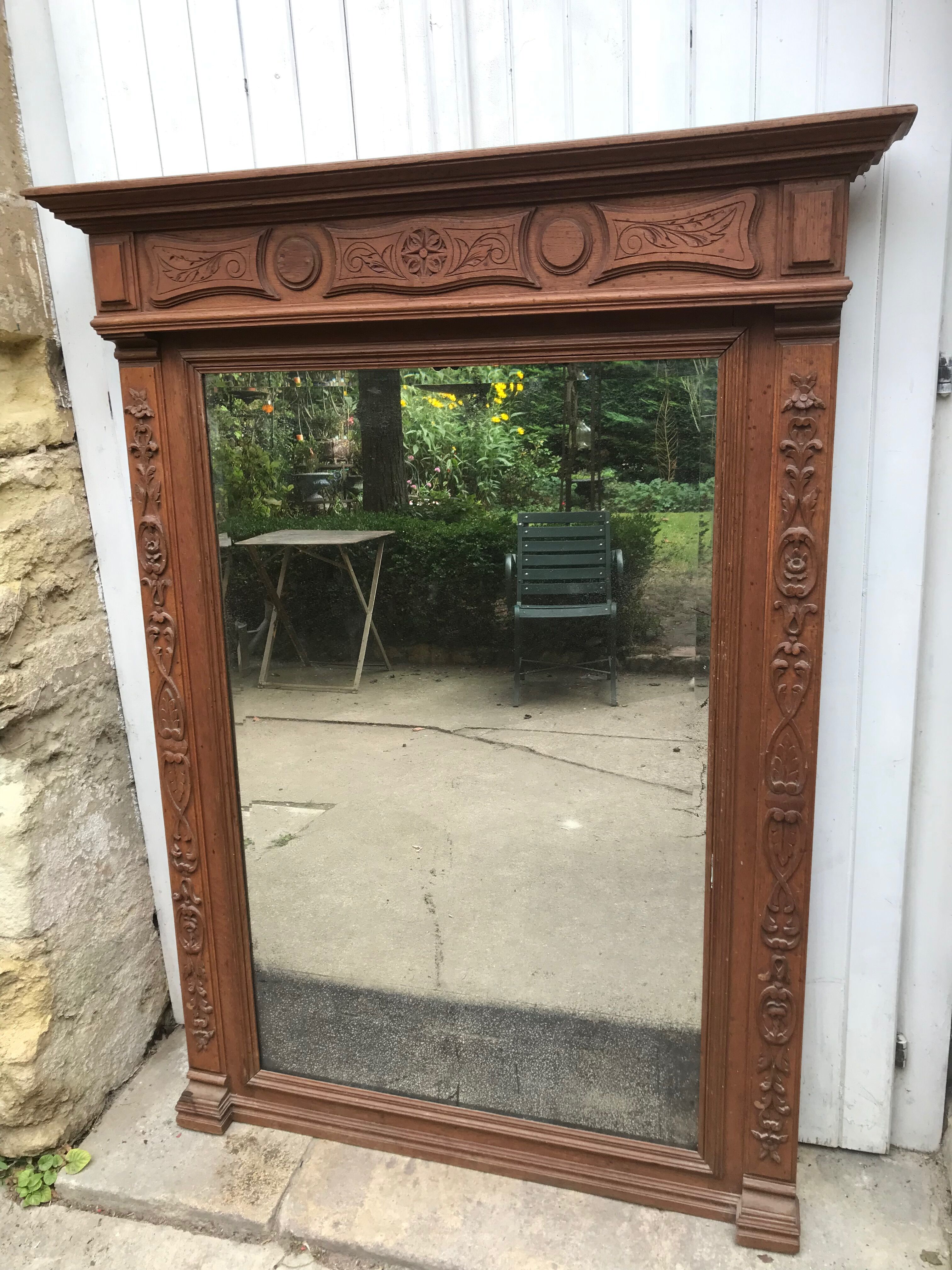 Carved wooden fireplace mirror 132 x 99