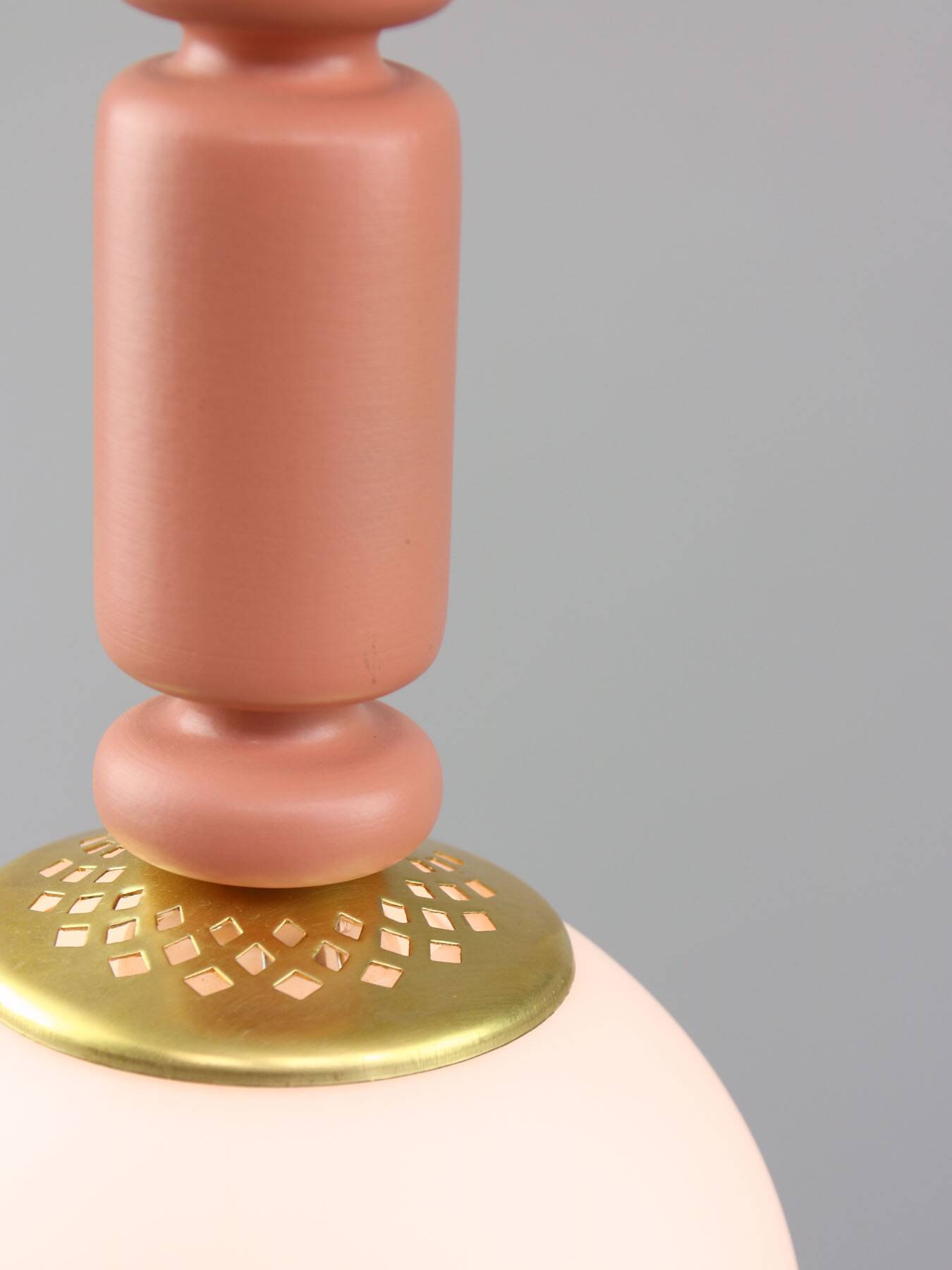 Mid-Century Italian Brass & Opaline Glass Pendant Lamps, Set of 2