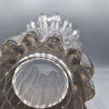 Large vintage clear glass fluted vase with wavy rim 26 cm