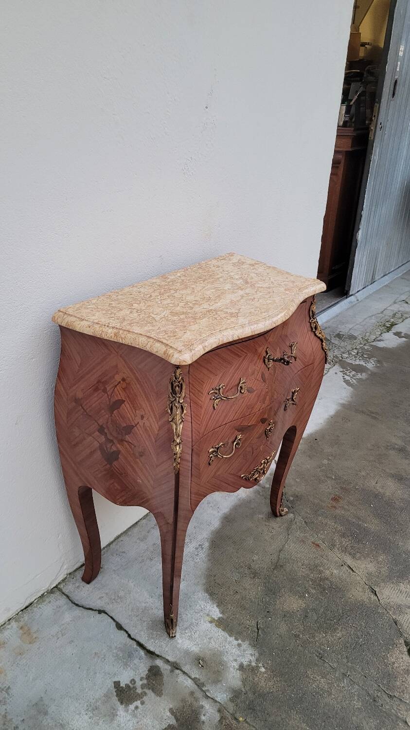 Louis XV Style Commode Stamped in Richly Decorated Rosewood Marquetry