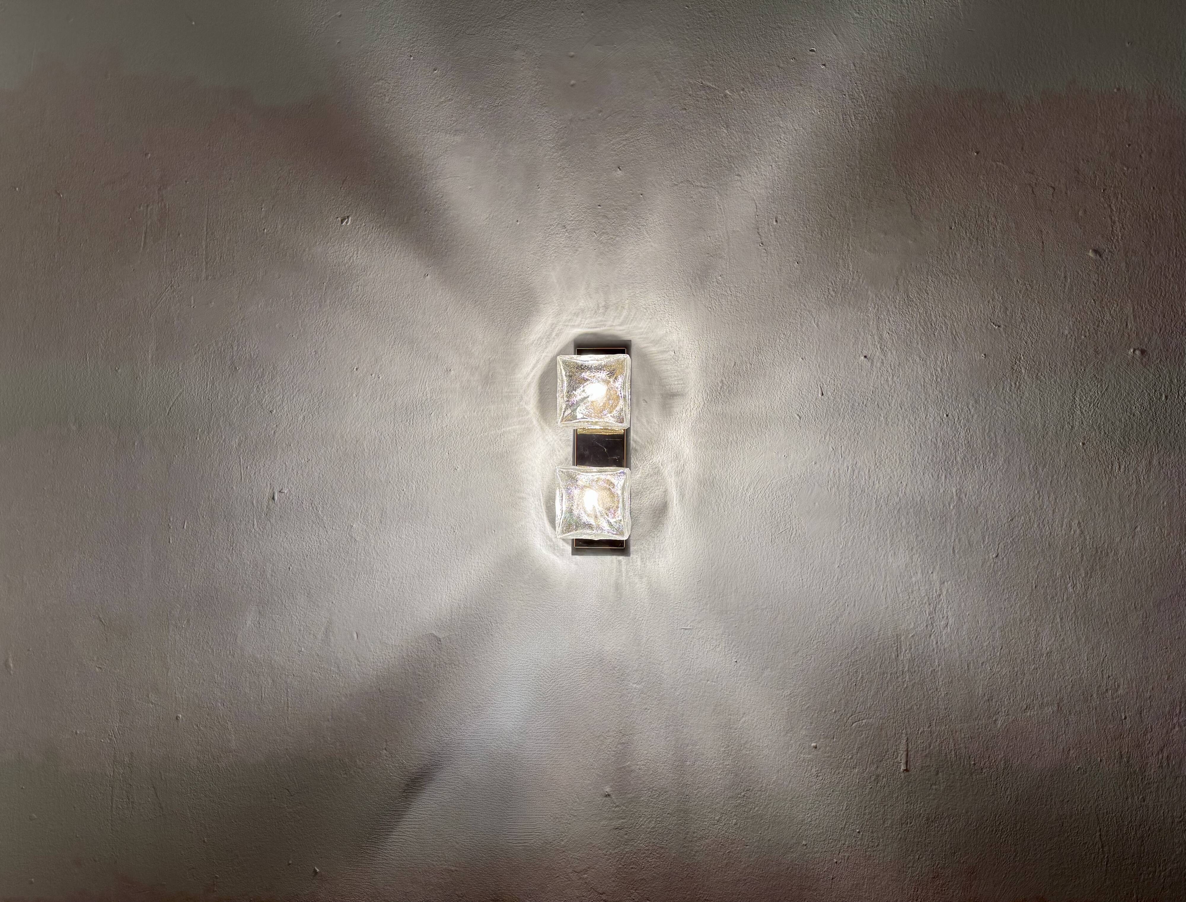 Set of 2 Ice Cube Wall Lamps or Flush Lights by J.T. Kalmar