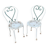 paire de chaises de jardin fer forgé antique