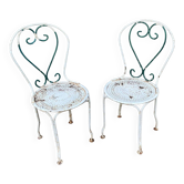 pair of antique wrought iron garden chairs