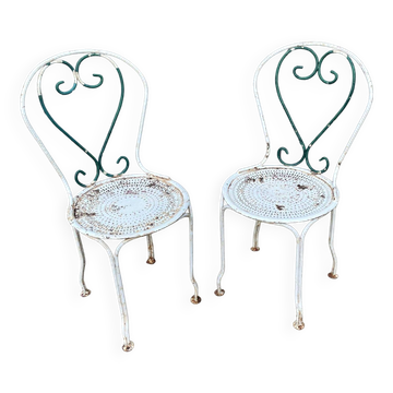 paire de chaises de jardin fer forgé antique
