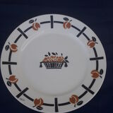 7 flat plates made of Earthenware from Badonviller DOC diam basket pattern 24 cm