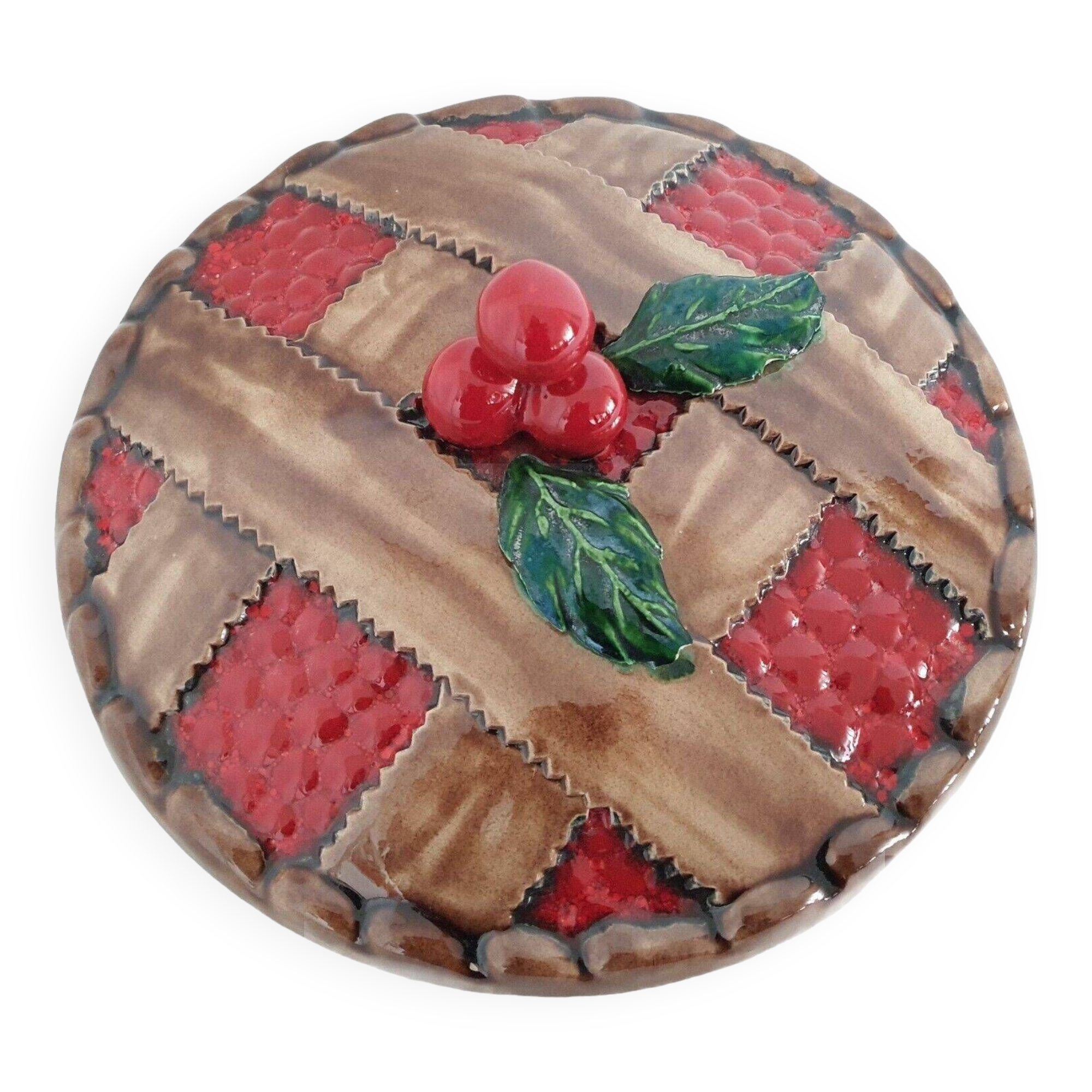 Slush Lid For Tart Dish Red Fruit Tart Decor 1960s