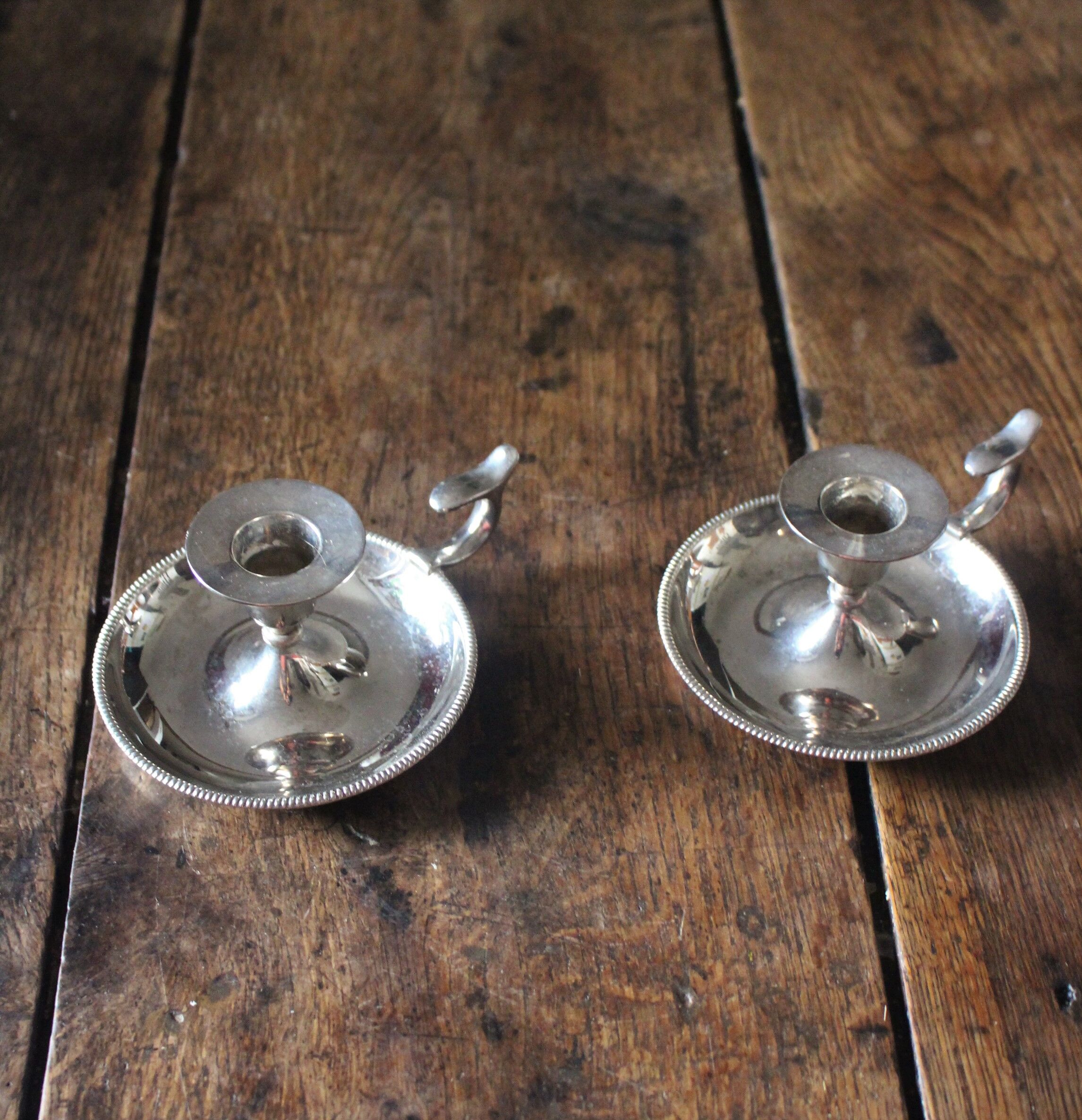 Pair of silver metal cave rat