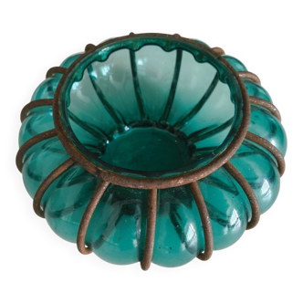 Vintage green blown glass lantern – bohemian spirit – Pier Import