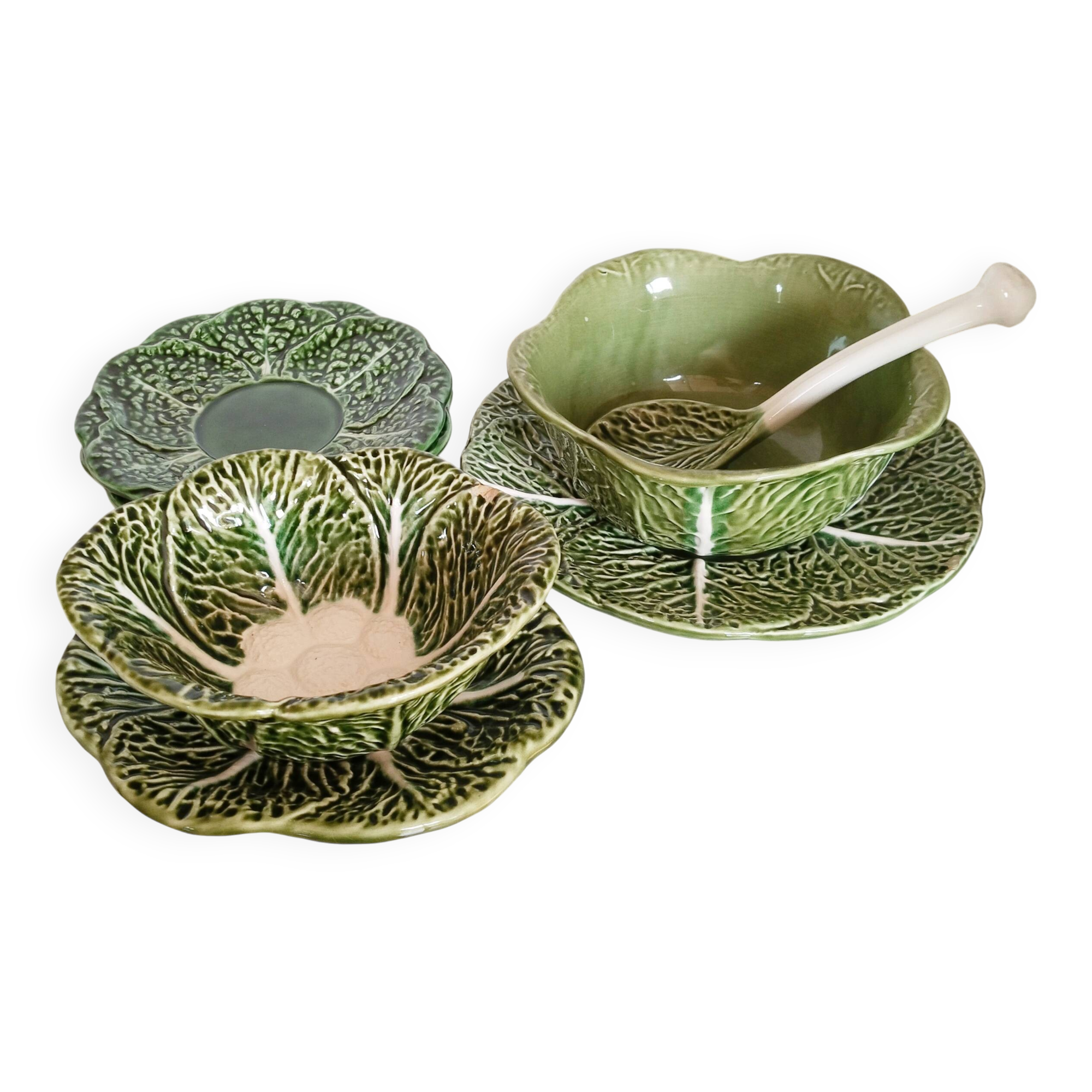 Barbotine dishes, cabbage shape, bowl, vintage