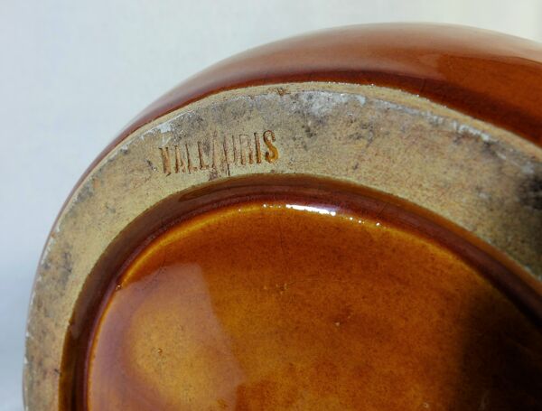 Bouteille en céramique émaillée orange et marron Vallauris 60