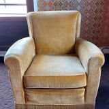 Velvet armchair 1940 vintage