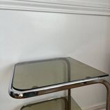 Metal and smoked glass side table, 1970