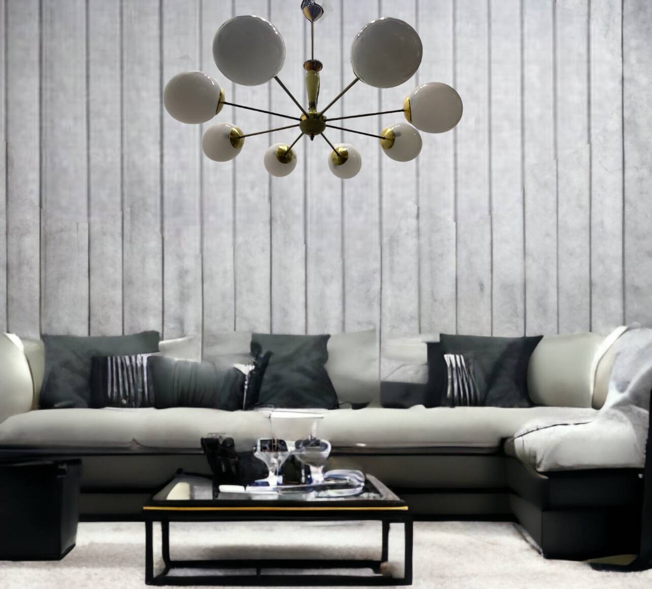Italian Sputnik Brass Chandelier 1950’s