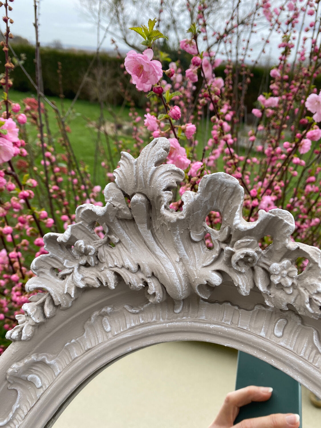 Old mirror patinated chic countryside