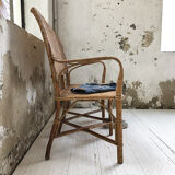 Old wicker and rattan bench