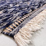 Moroccan Berber carpet Beni Ouarain chiné blue with engraved patterns 307x202cm