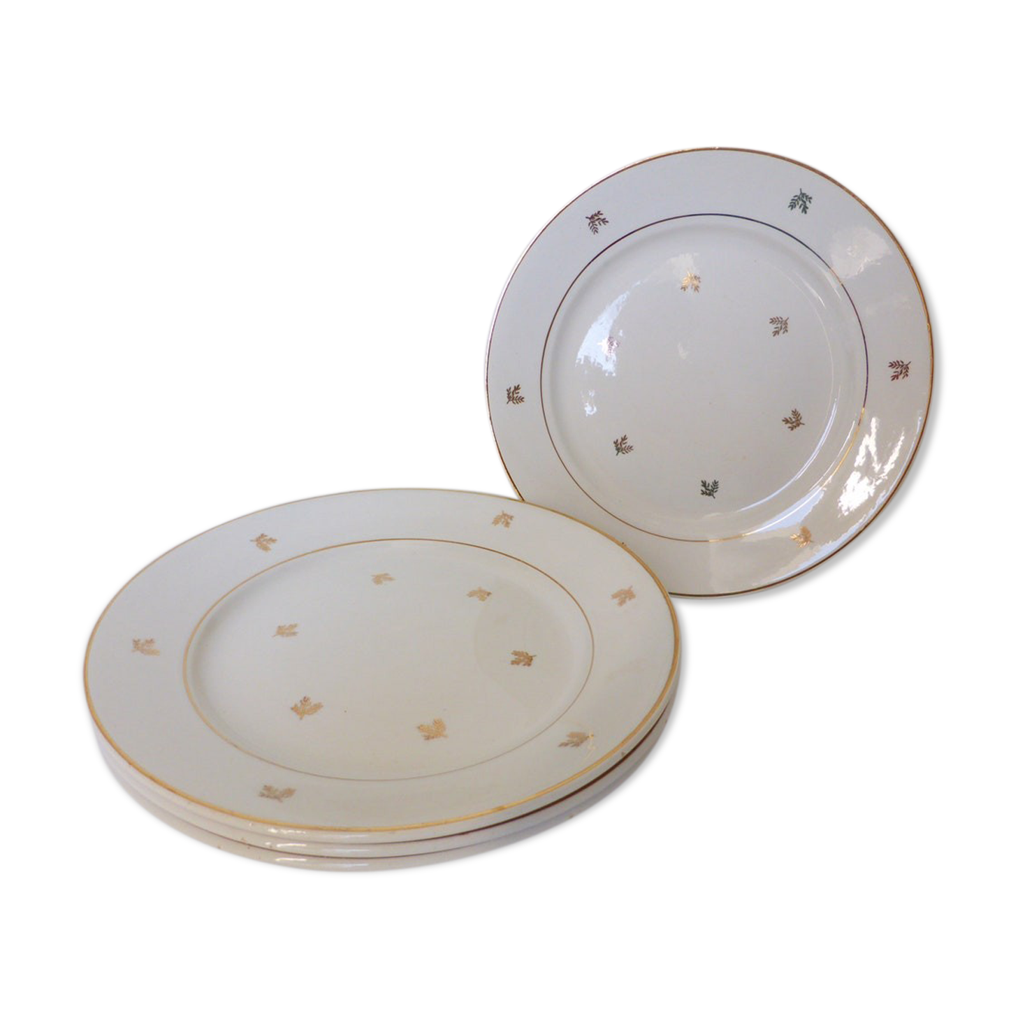Set of 4 vintage flat plates in Badonviller porcelain