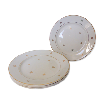 Set of 4 vintage flat plates in Badonviller porcelain