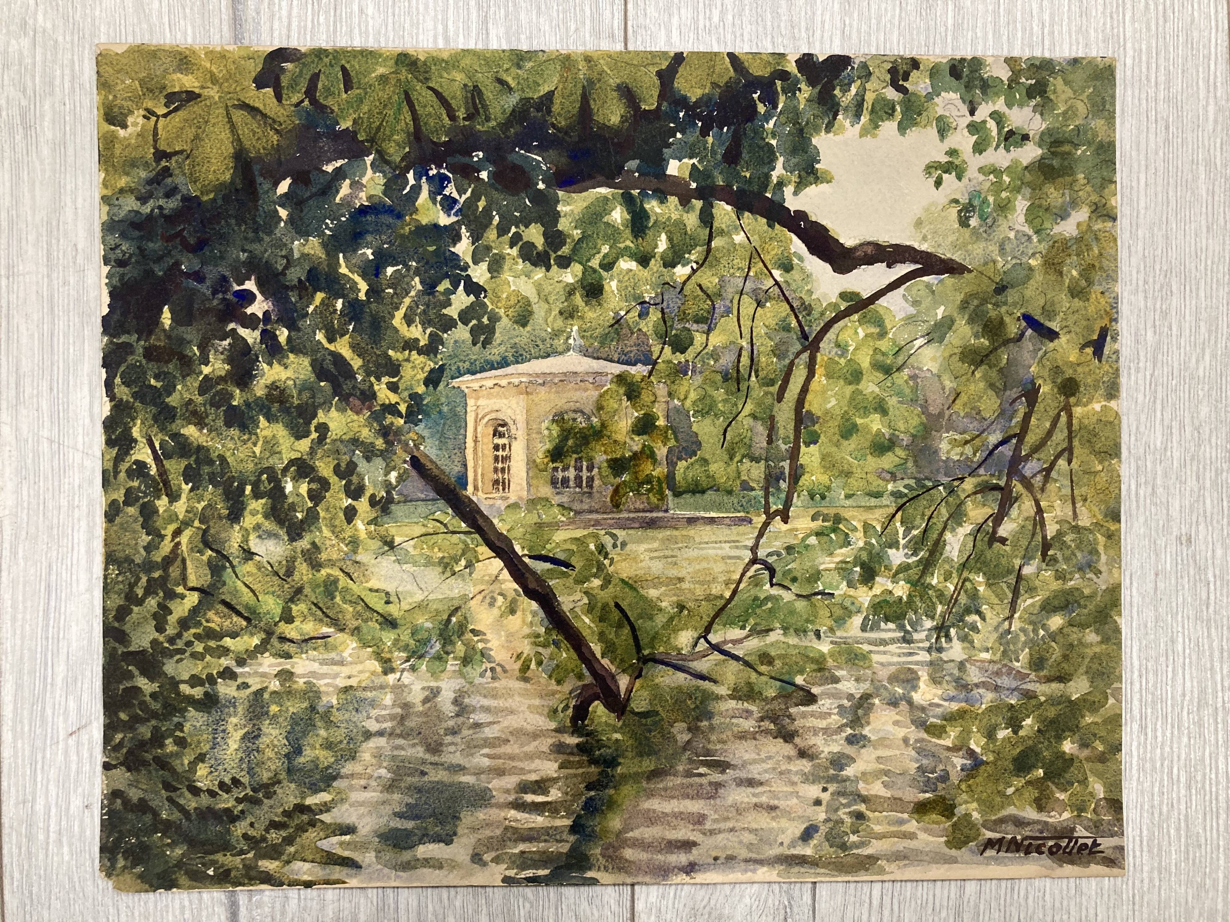 Vintage landscape watercolor