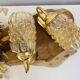 Pair of wall lights in brass and moulded bubble glass, style Helena Tynell.