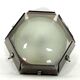 Veca, large exagonal ceiling lamp in glass and chrome. Italy 1970s
