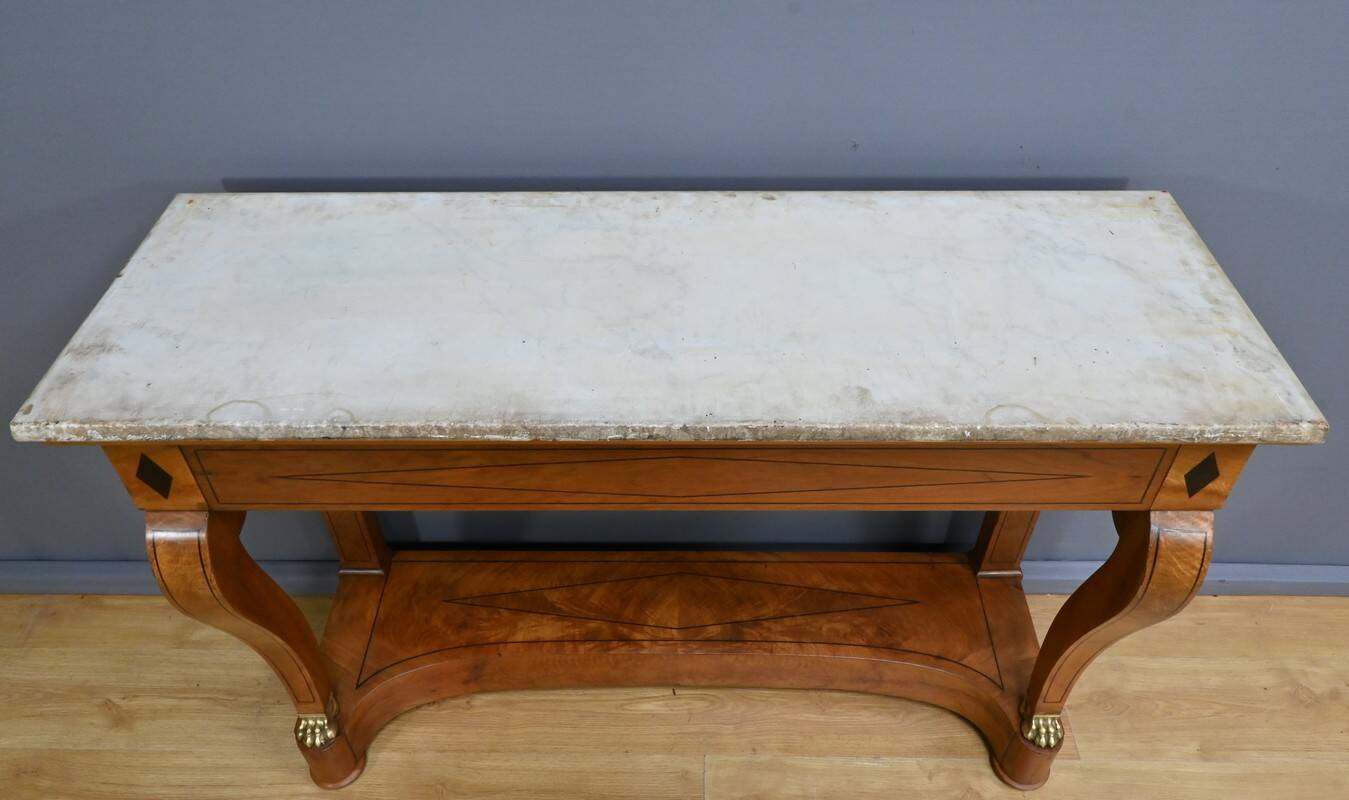 Walnut Burl Console, Restoration Period – Early 19th Century