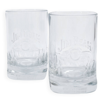 A pair of massive Jim Beam whiskey glasses from the 1980s.