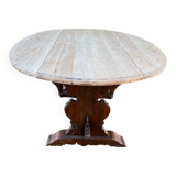 Oval oak monastery table with 2 leaves