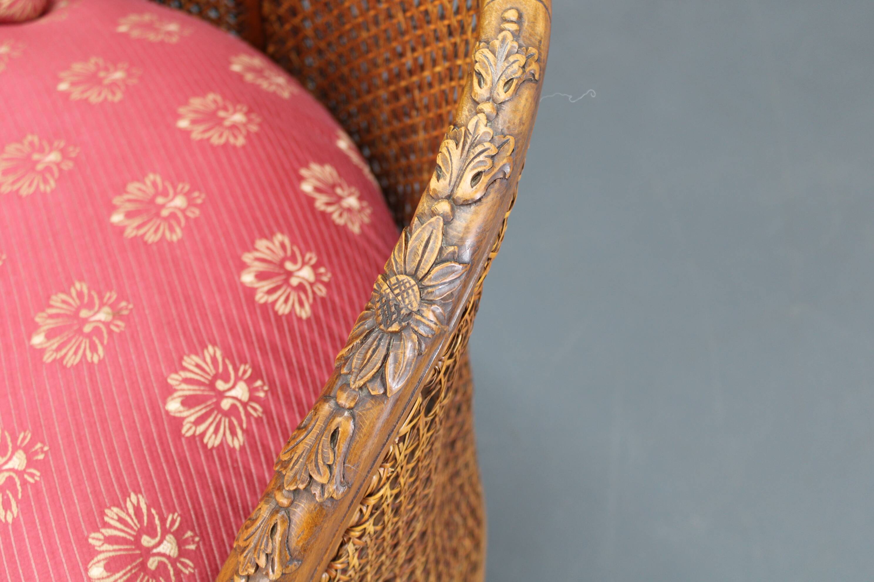 Antique Carved Sofa with Cane Sides , Czechoslovakia