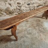 Antique French Pine Wood Bench – 1920s