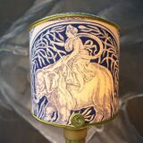 Clip-on lampshade, blue toile de Jouy