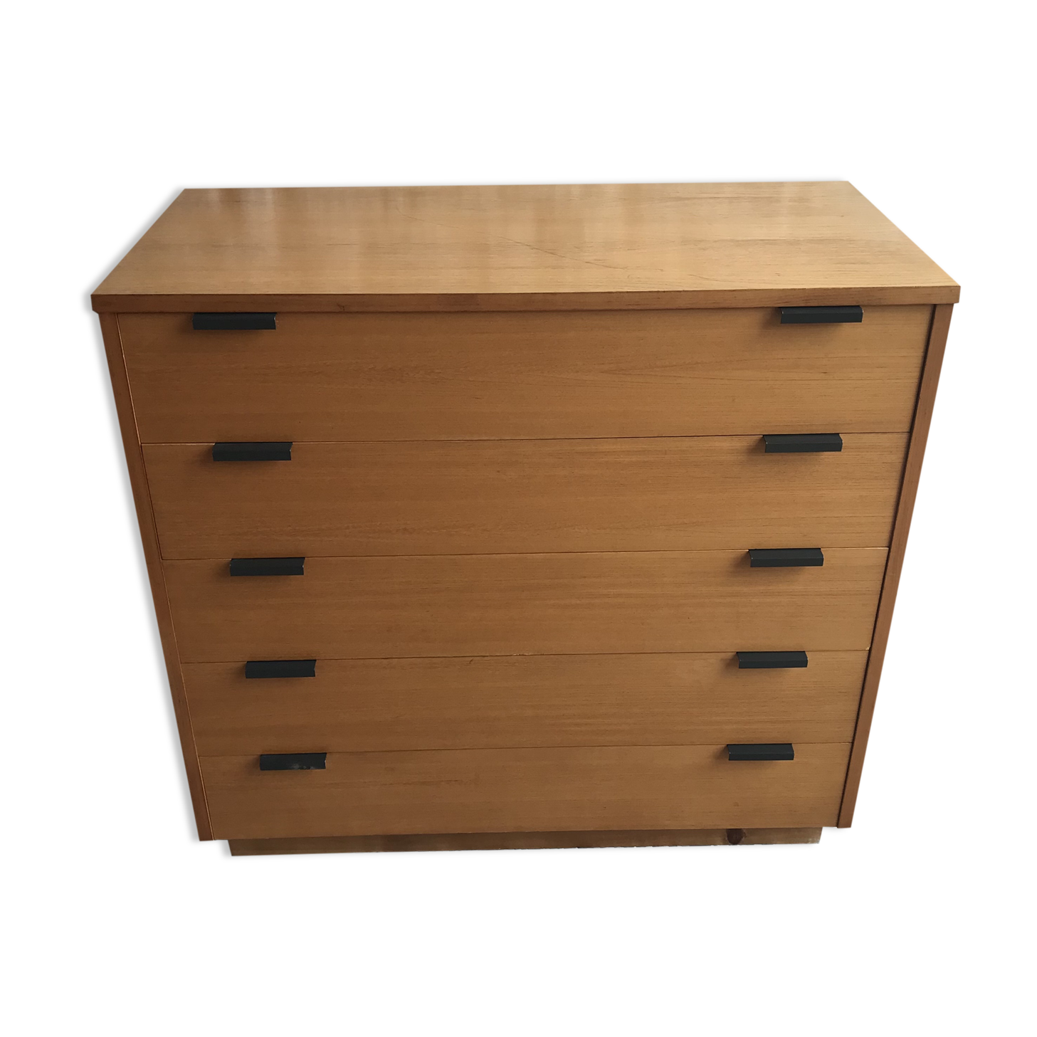 Vintage chest of drawers 1980's blond beech 5 drawers