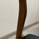 Set of 6 Scandinavian Skaï and teak wood chairs