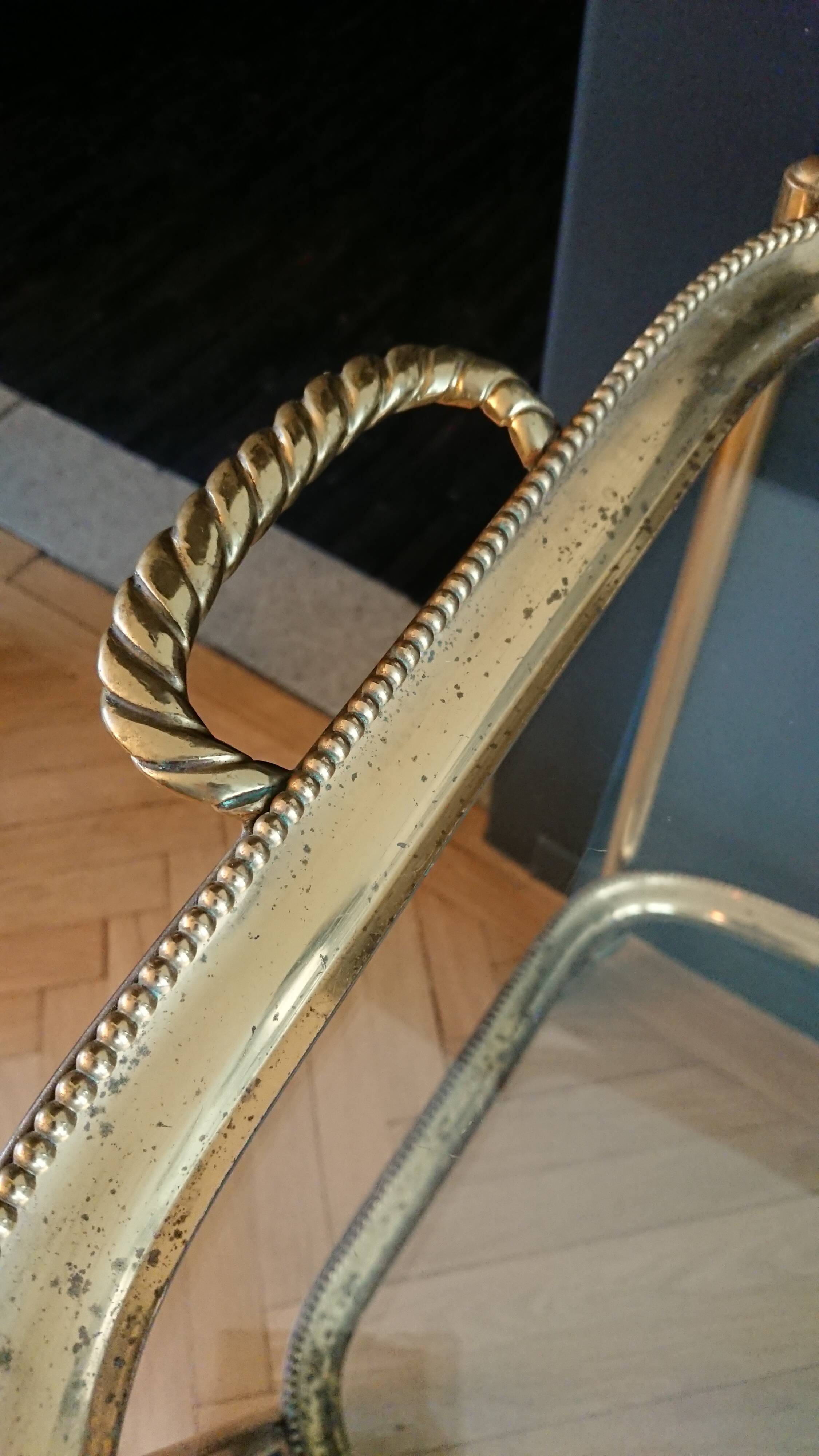 Brass dessert and glass 2 trays