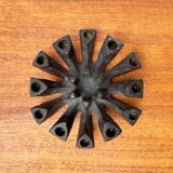 Brutalist cast iron candlestick from mid-century Japan by Jens H. Quistgaard, 1960s.