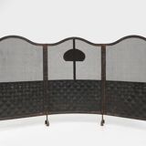 French Art Deco wrought iron fireplace screen with 3 panels