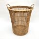 Ancienne corbeille/panière à papier en osier et rotin à 2 anses • Années 50 • Artisanale