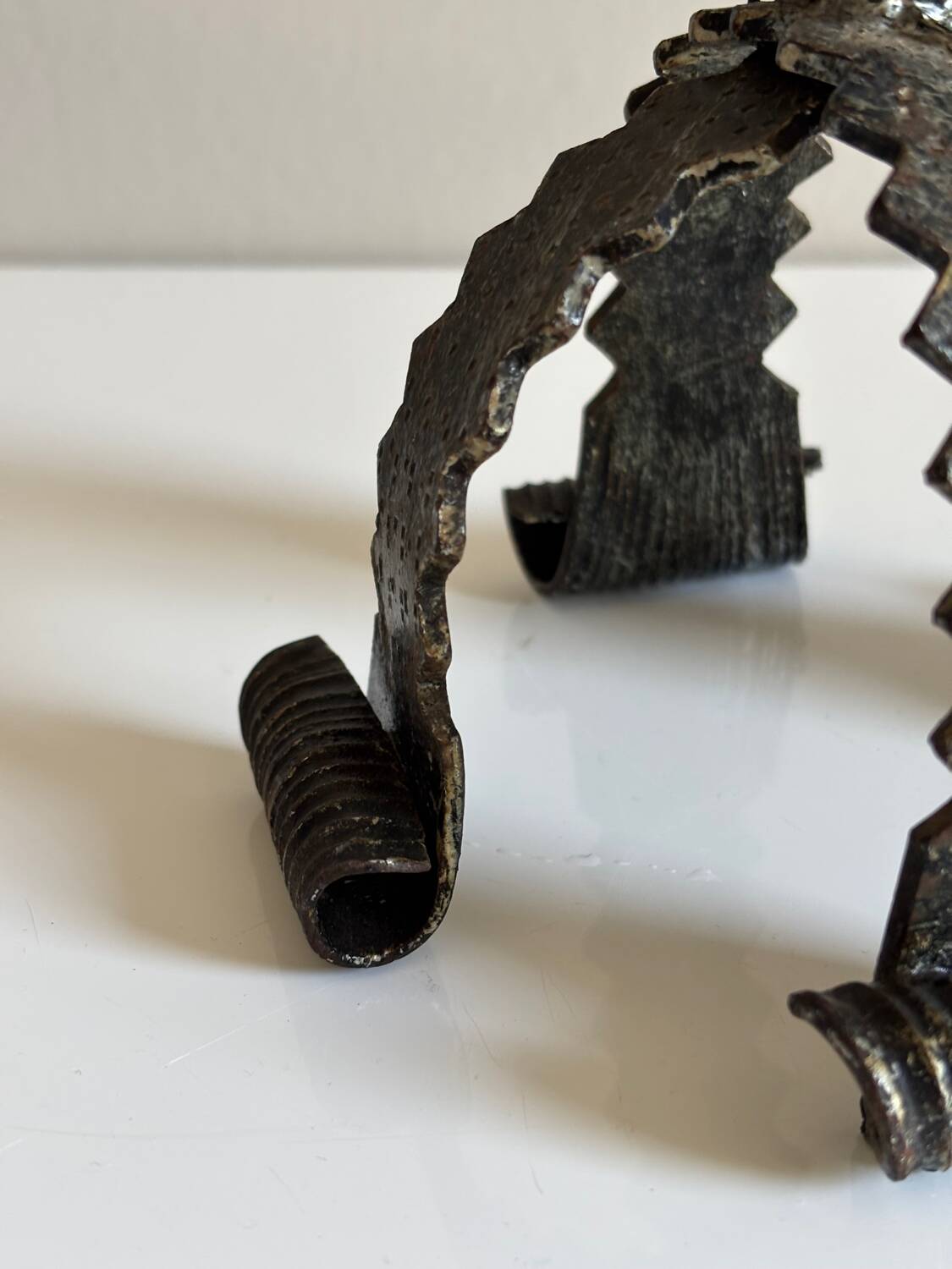 Brutalist metal candle holder