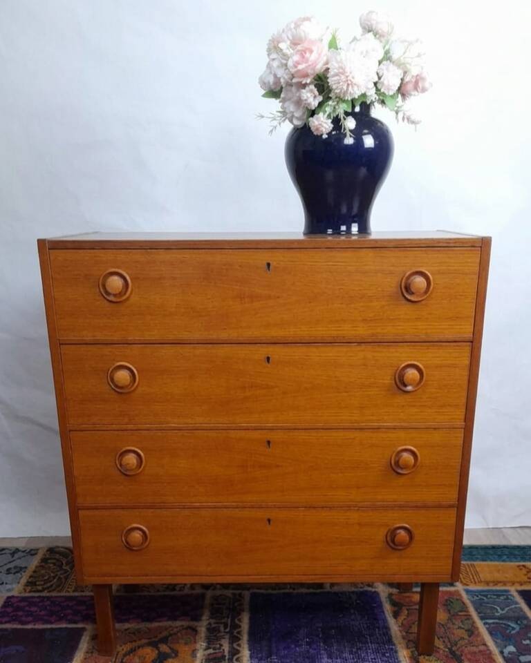Commode vintage scandinave en teck, années 1970