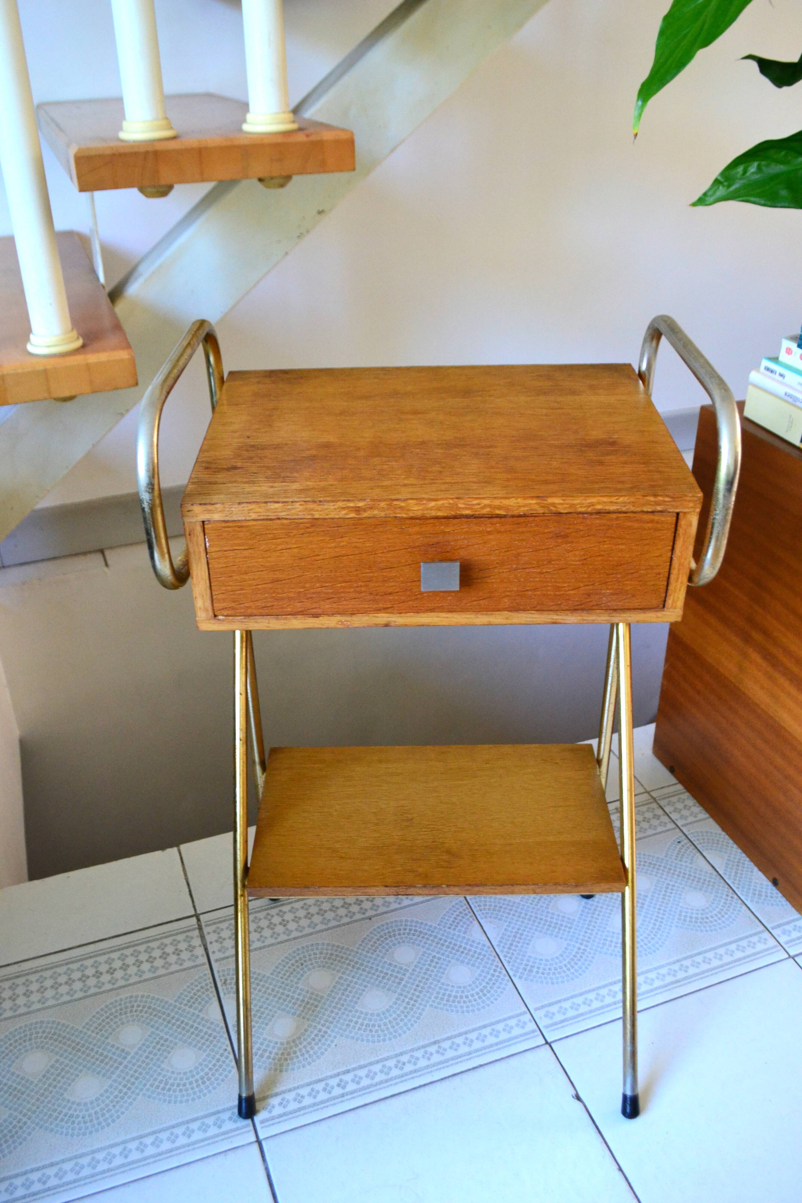 Bedside table in the style of Jacques Hitier, 1960s.