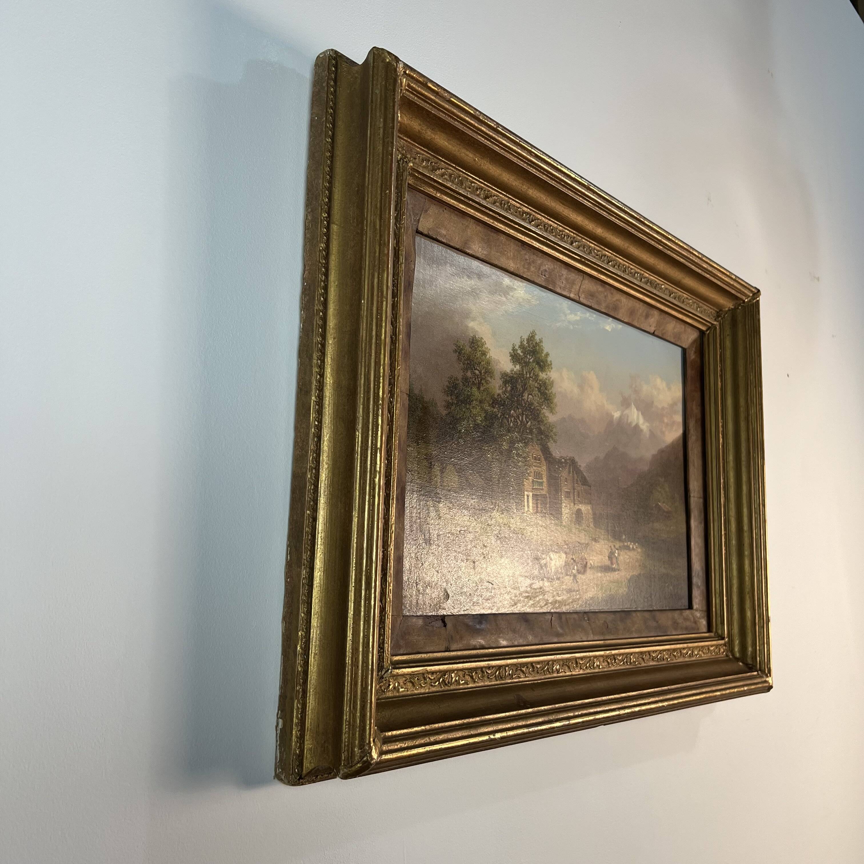 Oil on panel, Xanthus Smith United States, 1839-1929 Swiss Alpine Landscape