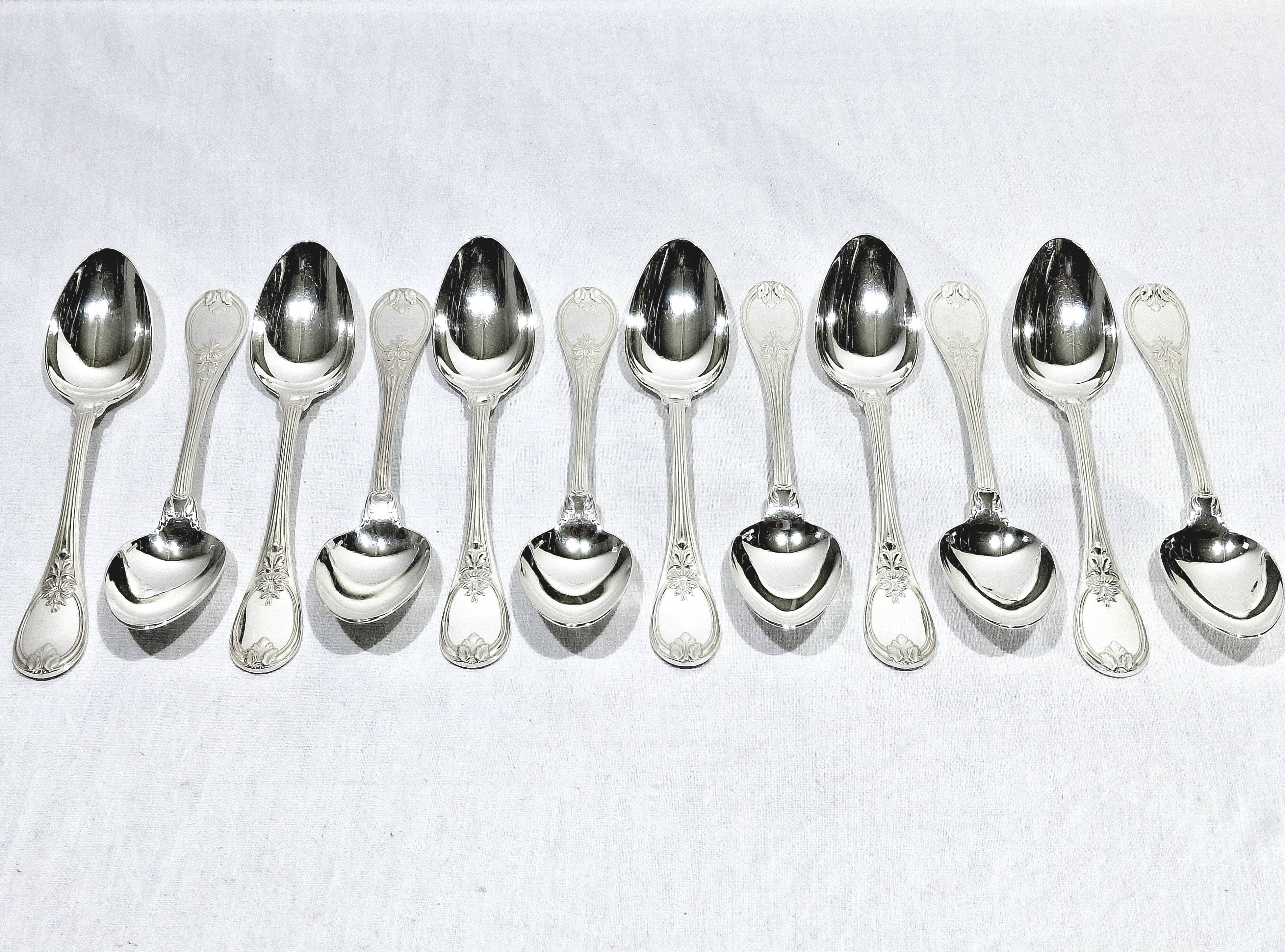 Christofle Cutlery Set - Trianon Model - 155 Pieces, Silver-Plated Metal