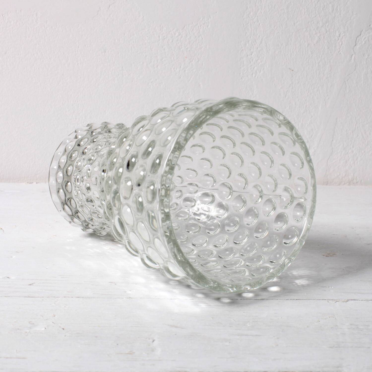 Mid-Century Clear Pressed Glass Vase by Jan Schmid, Rosice / 1961