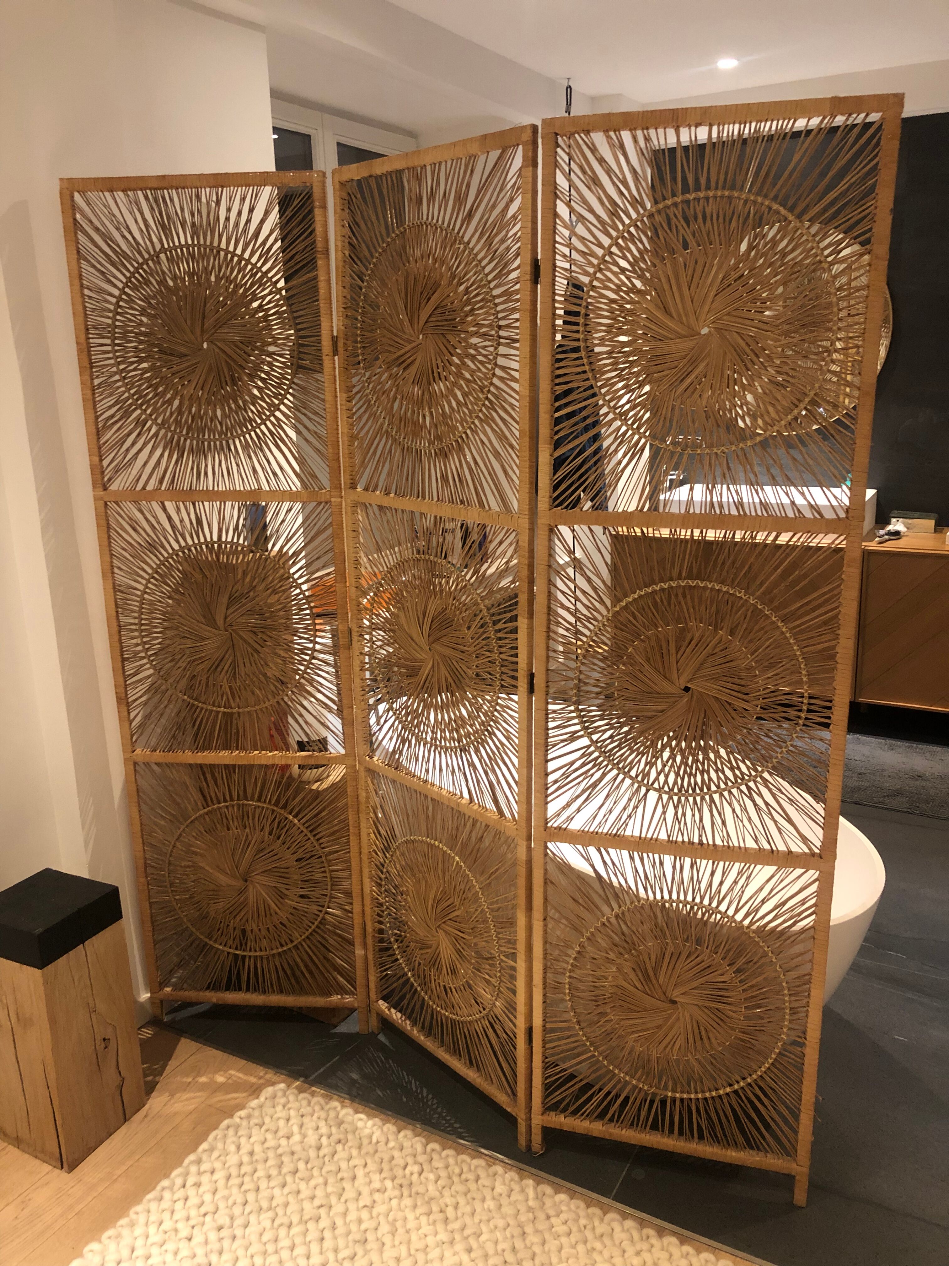 Vintage rattan screen