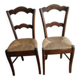 Pair of straw country chairs